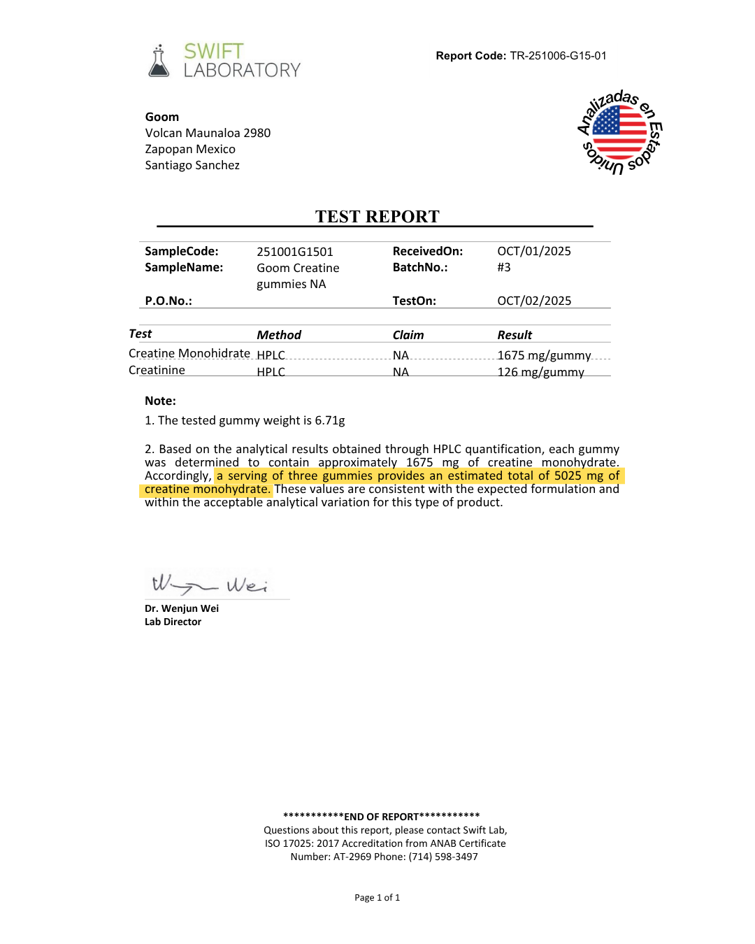 Gomitas de Creatina Monohidratada